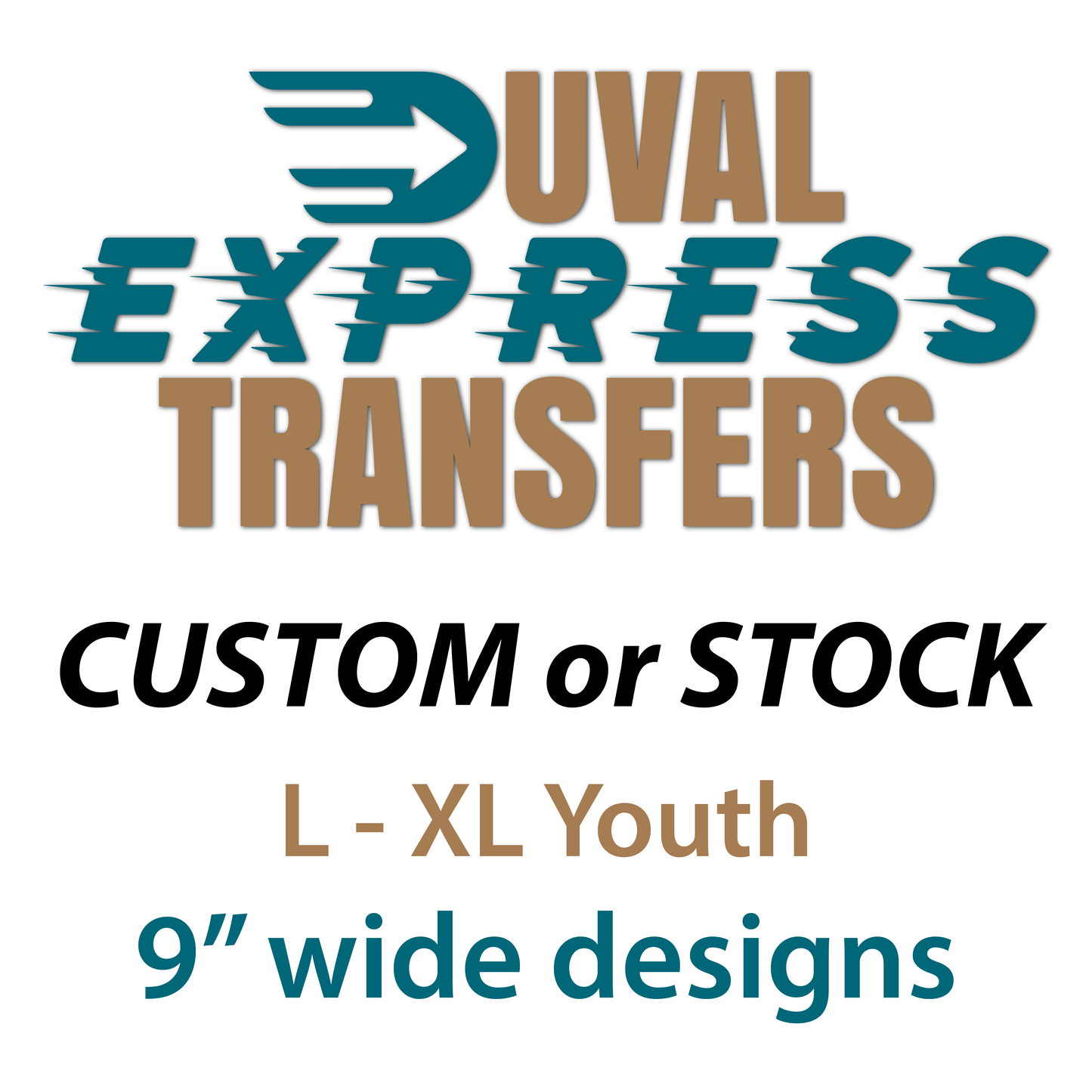 9" Wide Designs L - XL Youth